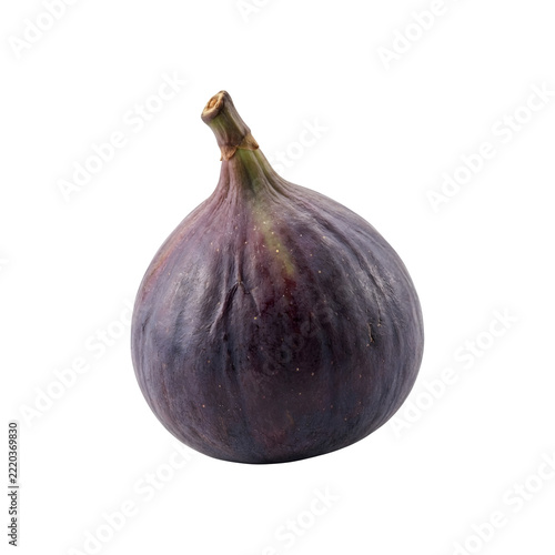 Single whole fig fruit with natural skin texture on transparent background.