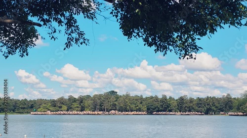 Slow Motion Panning Shot of Huai Tueng Thao Reservoir Landscape