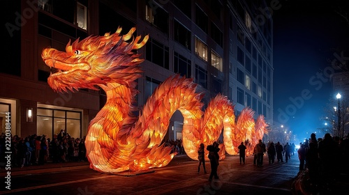 Lantern Festival dragon lantern parade at night