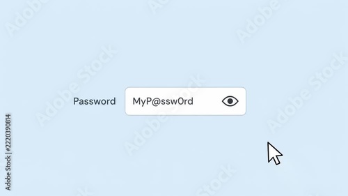 Password input field showing typing characters and toggling visibility on blue background