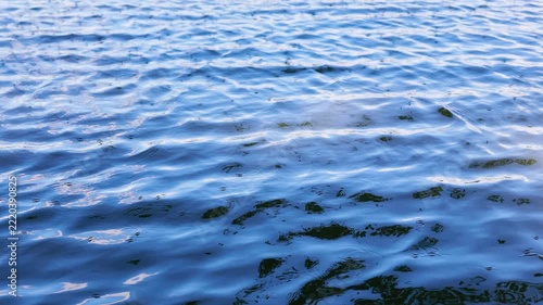 Slow Motion Close-up of Blue Water Ripples with Reflections