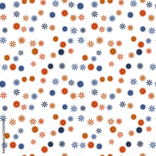 Scattered Starburst and Floral Shapes Pattern