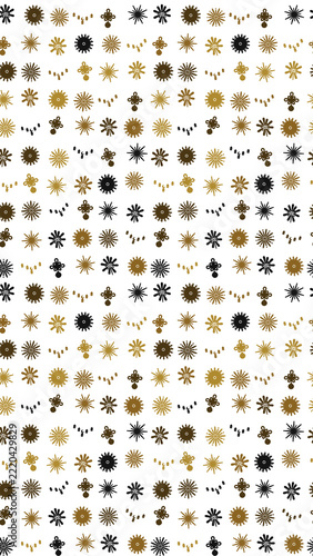 Seamless pattern of abstract floral and starburst shapes