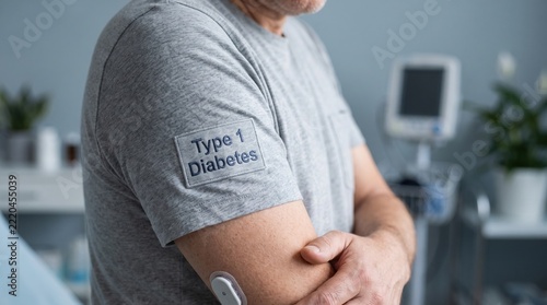 Man wearing a shirt with a type 1 diabetes awareness label