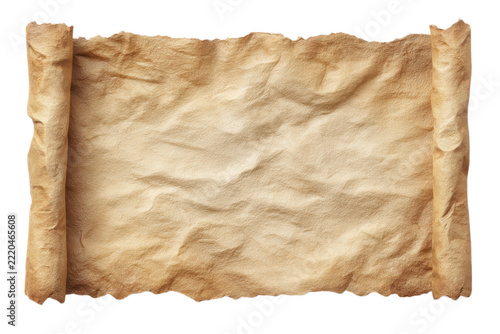Vintage Aged Parchment Scroll with Wrinkled Texture and Torn Edges