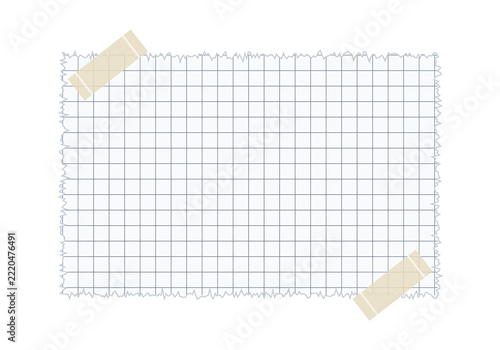 Grid graph paper sheet with adhesive tape attached isolated on transparent background for design work