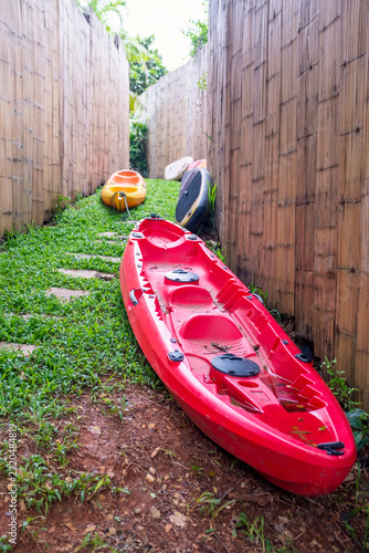 A red canoe