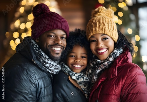 Happy Family Portrait at Christmas Time