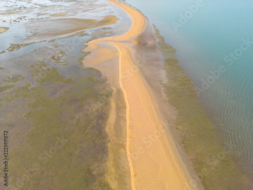 Fotografie Aerial view of the low tide sandbar at Wellington Point, Queensland