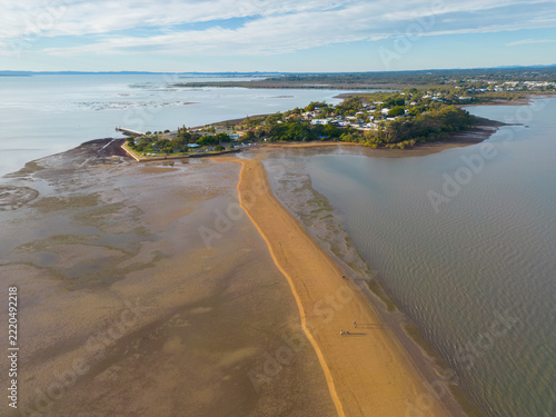 Obraz na plátně Aerial view of Wellington Point sandbar at low tide, Australia