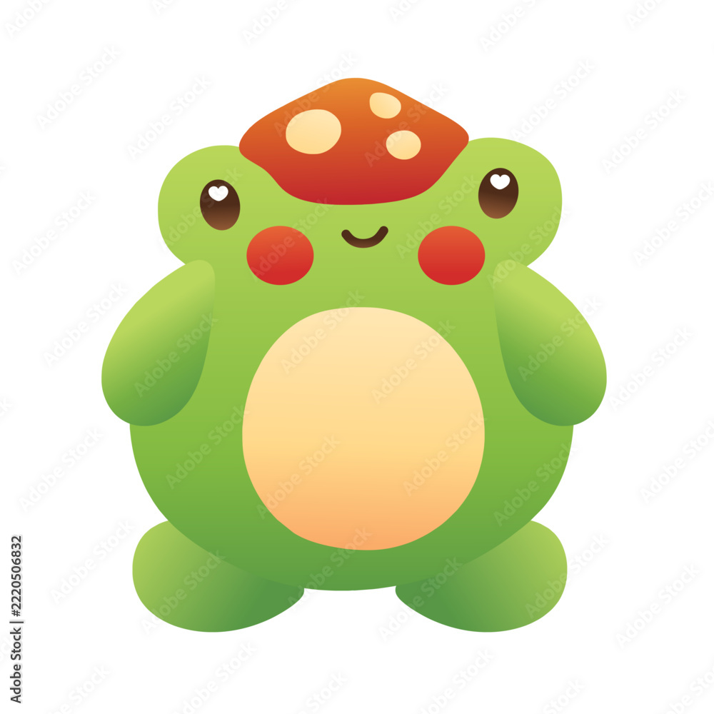Obraz premium Smiling Frog Wearing a Mushroom Hat
