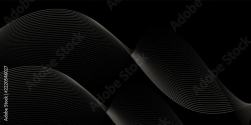 Luxury black background with elegant gold lines forming smooth curves, perfect for professional presentations, upscale event invitations, and cosmetic promotions.eps,10