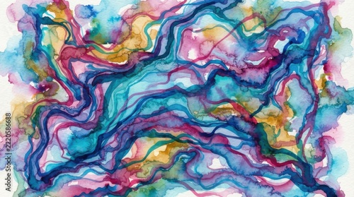 Abstract liquid marble pattern created with transparent watercolor, pure watercolor 