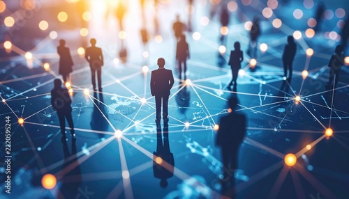 Team network concept with connected professionals and communication