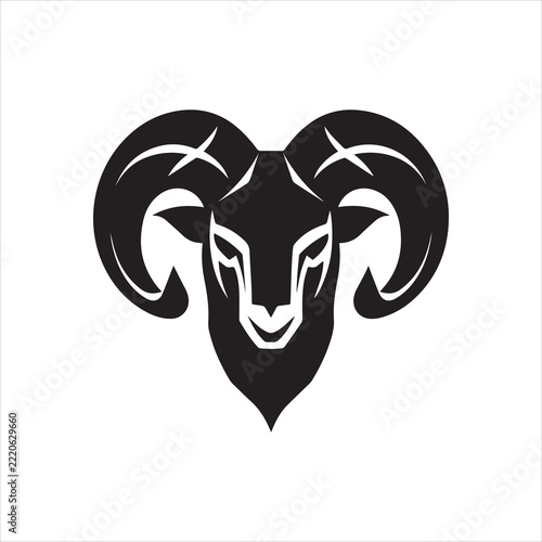 Obraz na plátně Head of ram goat with horns black abstract logo