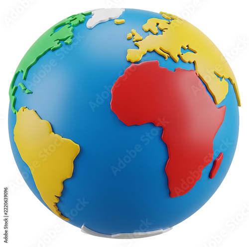 Colorful Globe Model Showing Continents and Oceans.