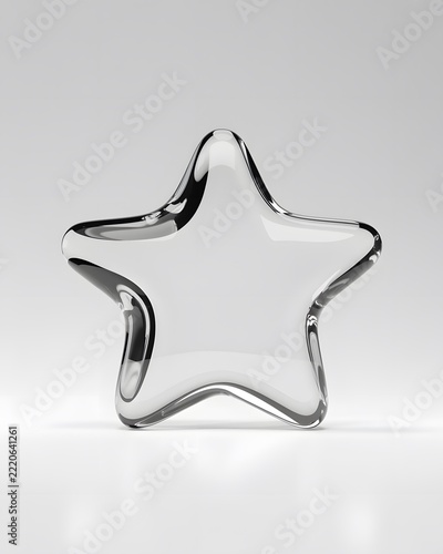 Clear Glass Prism Star Symbol 3D Illustration