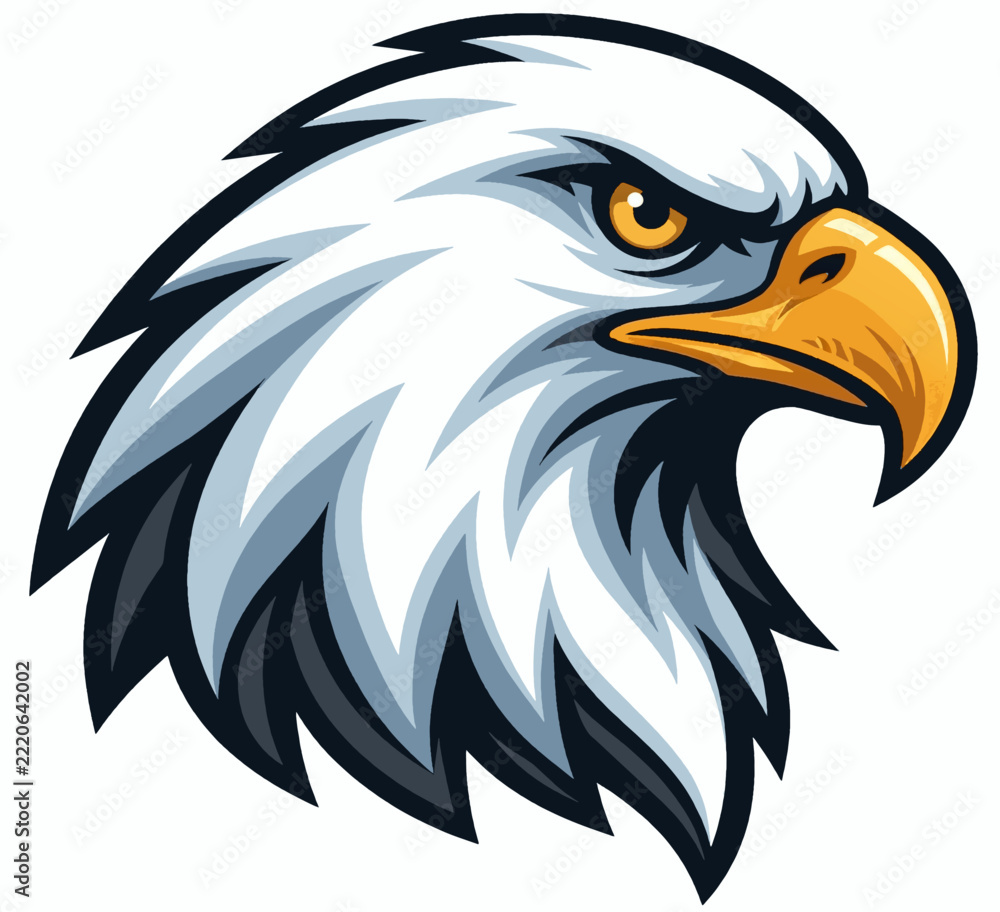 Fototapeta premium Bald Eagle Head Profile Mascot Logo Vector