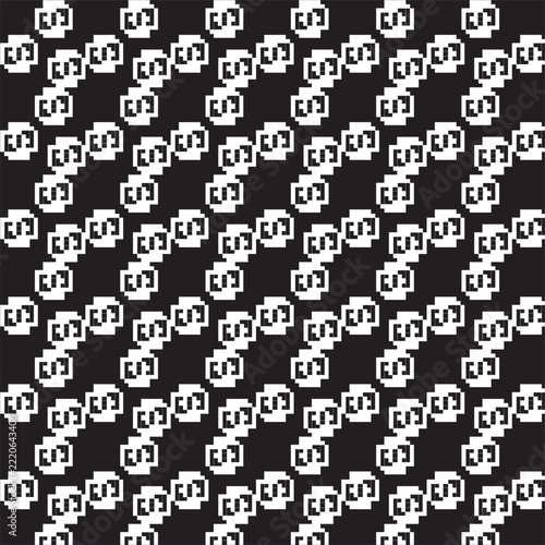 Pixel Art Black and White Repeating Pattern Background