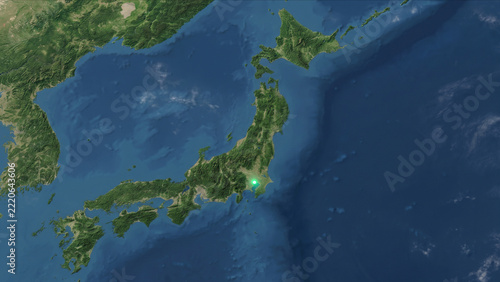 衛星軌道から日本列島と東京の光子拠点を捉えた高精細な地球の静止画背景
