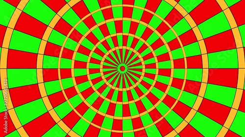 Colorful spiral pattern with red, green and yellow circles in a repeating design