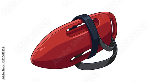 Red Torpedo Lifesaving Buoy with Straps for Pool or Beach Safety and Rescue Operations
