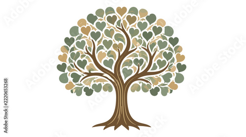 Tree of Hearts Symbolizing Love Family Growth and Connection for Healthcare and Life Concepts