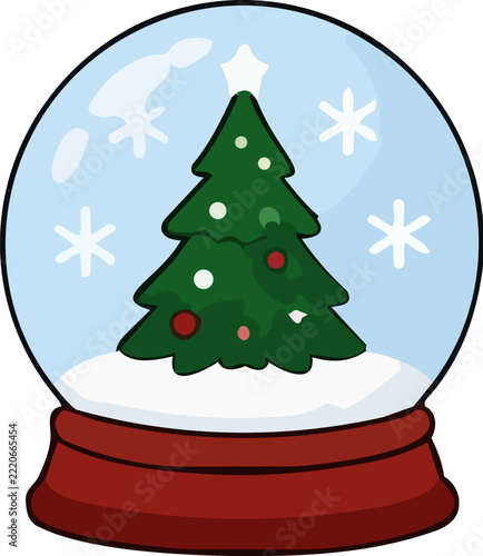 Christmas Snow Globe with Decorated Tree and Winter Scene