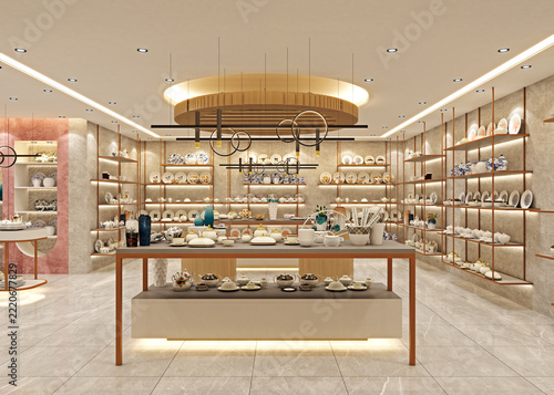 Ceramic Tableware and Pottery Displayed in Retail Shop
