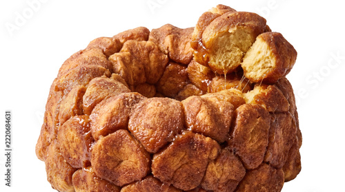 Obraz na plátně Sticky cinnamon monkey bread with caramel drizzle on a transparent background