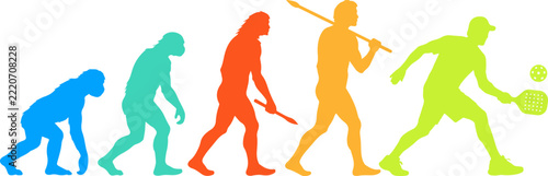 Colorful Evolution of Athlete Running with Ball Sports Silhouette