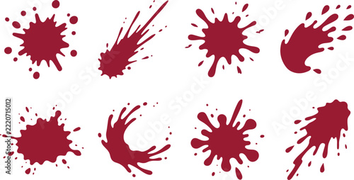 Red blood splatters and drops collection on a white background vector illustration