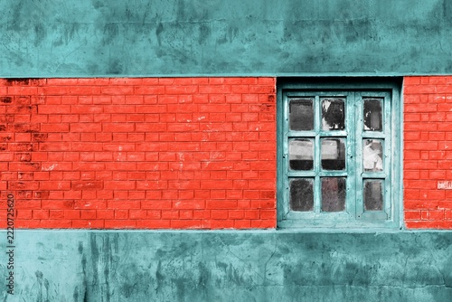 Canvas Print Brick wall, home facade window design