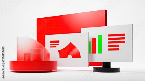 Modern business dashboard illustrations with charts, graphs and analytics panels.