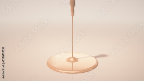 Liquid Foundation Drop Splashing on Smooth Surface in Makeup Cosmetic Studio 4K Animation