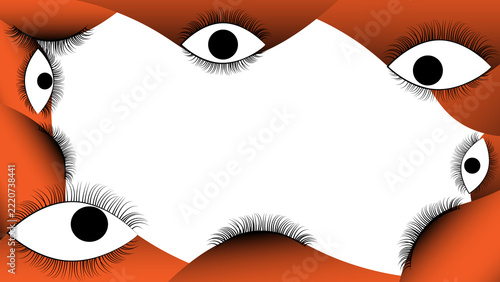 Obraz na plátně Creepy eyes border overlay PNG for Halloween party invitation template with customizable blank space