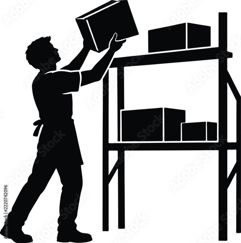 Shop Owner Raises Stock Onto a Shelf Before Possible Flooding