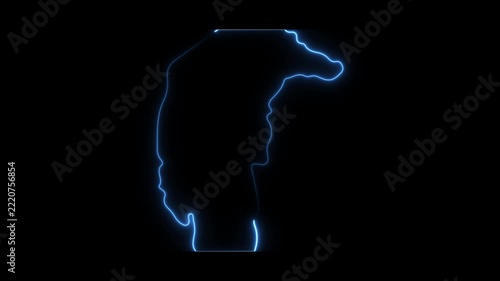 Neon blue glowing abstract liquid wave line animation on black background, light