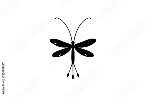 a black silhouette of a dragonfly