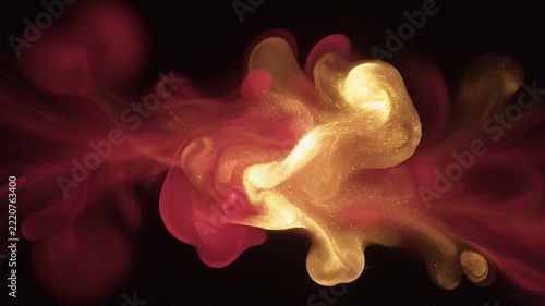 Abstract Red and Gold Liquid Ink Motion Background
