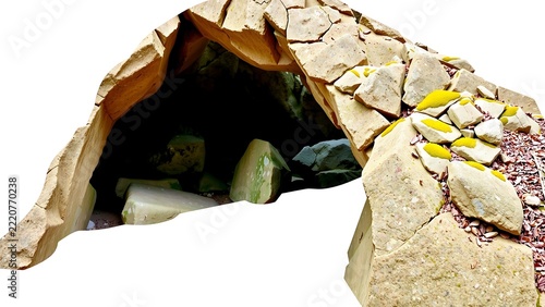 Natural Rock Woodland Arch A Clean White Background The Moss-Covered Boulders