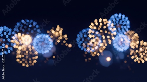Vibrant Fireworks Display in Night Sky with Colorful Bokeh Effect