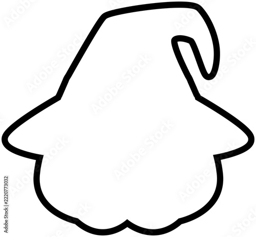 Sharp Tooth Jack O Lantern Pumpkin Witch Hat Outline. Editable Color Vector