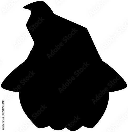 Screaming Jack O Lantern Pumpkin Witch Hat Silhouette. Editable Color Vector