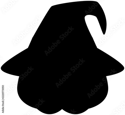 Sharp Tooth Jack O Lantern Pumpkin Witch Hat Silhouette. Editable Color Vector