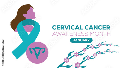 Vector illustration on the theme of Cervical Cancer awareness month observed each year during January. banner, Holiday, poster, card and background design.