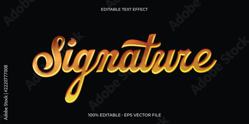 Gold signature script editable text effect