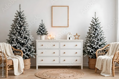 living room christmas wall art mockup
