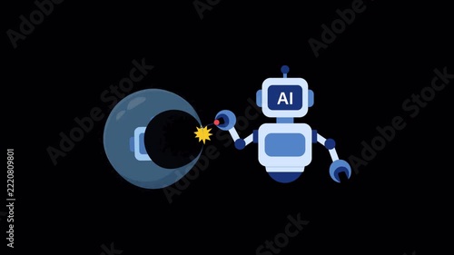Animated Artificial Intelligence Bubble Burst Concept - Transparent