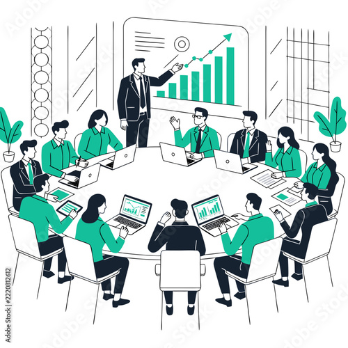 business team with graph